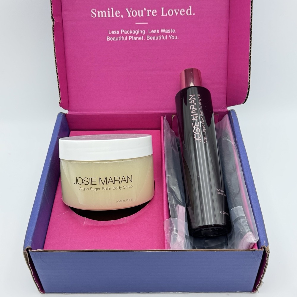 Josie Maran Argan Liquid Gold Self-Tanning Oil & Sugar Balm Body Scrub NIB